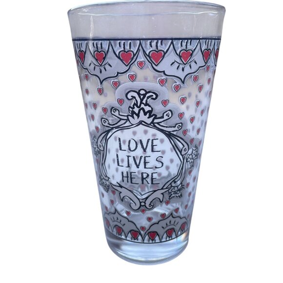 Anthropologie Other - Anthropologie Katie & Mandy Love Lives Here Glass Tumbler With Red Heart Design